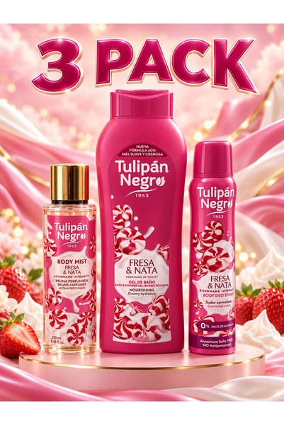 Tulipan Negro Tulipán Negro Fresa & Nata σετ 3 προϊόντων – αφρόλουτρο, αποσμη...