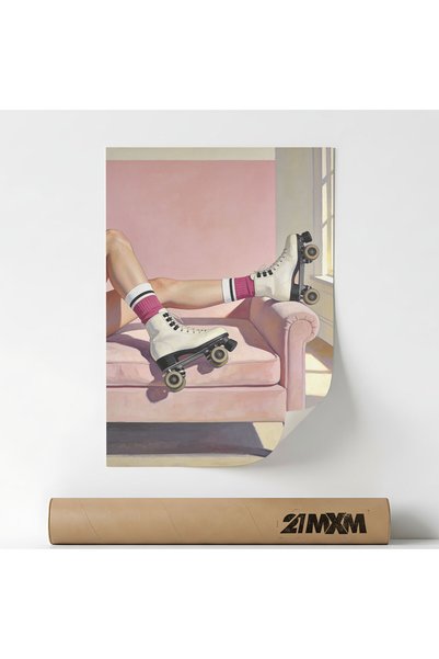 21mxm Poster Decorativ Tematică Retro & Fashion Lifestyle - 'Retro Skate Styl...
