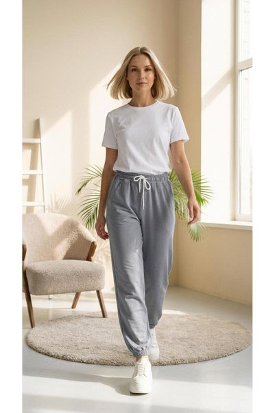 new ats Pantaloni jogger pentru femei, cu două fire, cu tiv elastic și croi l...