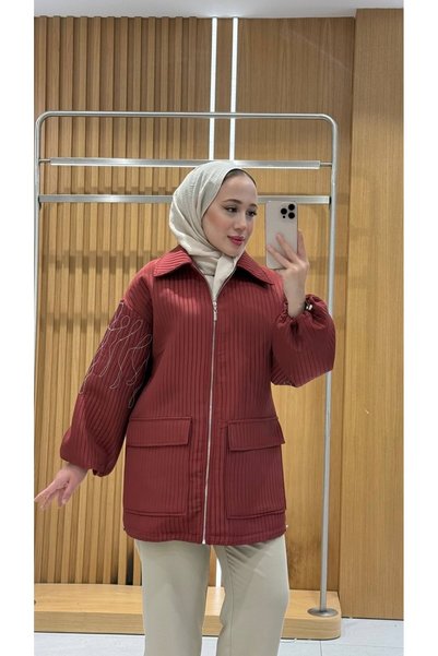 Jupe Kadın Taş Aksesuarlı Fermuarlı Kapitone Kap 9322