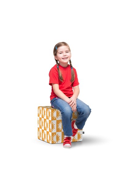 Updeco Taburet Cub L, din burete, material textil, cu husă detașabilă, dimens...