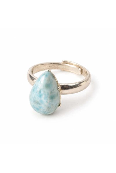 craftmystic Inel cu Larimar în formă de lacrimă, reglabil, Argint 925, mărime...