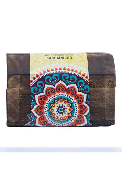Bobo Wooden Box with 10 Scented Incense Cones and Holder, Sandalwood - Karma ...