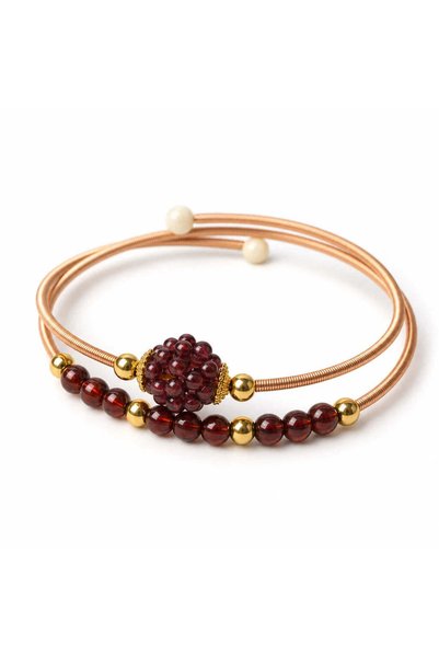 craftmystic Brățară cu Granat și Sidef, pietre de 4 mm, Cupru placat aur 14k