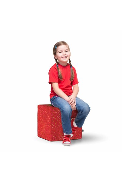 Updeco Taburet Cub L, din burete, material textil, cu husa detasabila, dimens...