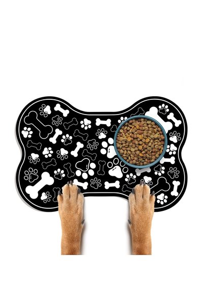 KASTWAVE Dog Cat Food Mat,Rapid Absorbent Pet Feeding Mat,Bone Shaped Dog Pla...