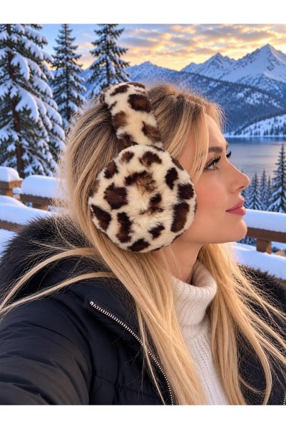 sema aksesuar Căști de iarnă din pluș, cu model imprimeu leopard – moi, care ...