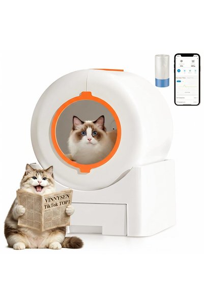 VINNYSEN Self Cleaning Cat Litter Box, 64L Automatic Litter Box with UV Steri...