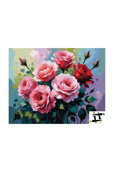 Painting-numbers Set pictura pe numere Simfonia trandafirilor 7019, panza pe ...