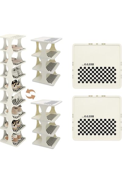 KASTWAVE Stackable Shoe Rack, Tall Space-Saving Vertical Shoe Organizer Shelf...