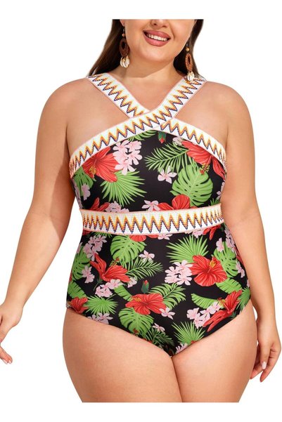 OtherMax Costum de baie bikini Plus Size modelator cu talie subțire, cu model...