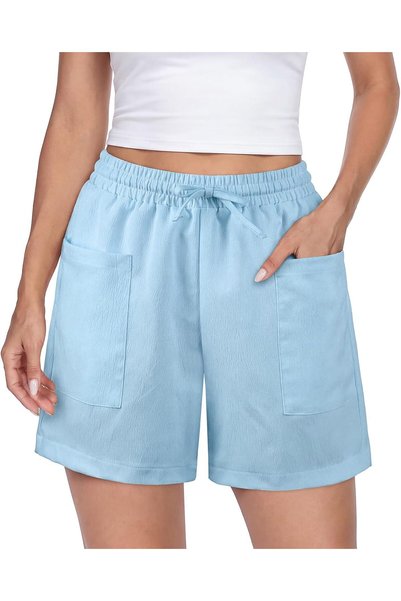 OtherMax Pantaloni scurți de damă de vară pentru plajă, tip bermude, cu buzun...