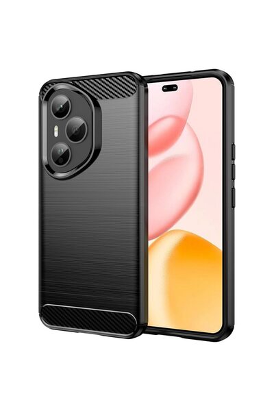 OEM Silicone back cover compatible with Honor 400 Pro 5G, carbon model, black