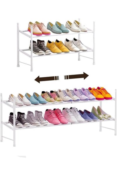 Solerconm 2-Tier Shoe Rack,Adjustable Metal Shoe Organizer for Entryway