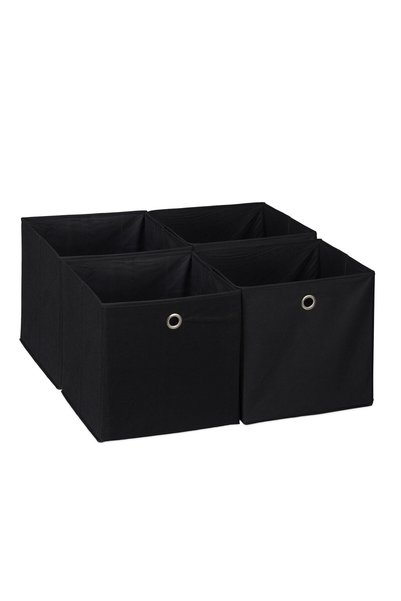 Relaxdays Set de 4 cutii de depozitare, Relaxdays, negre, 26 l, 30 x 30 x 30 cm