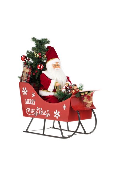 OEM Figurina Decorativa de Crăciun Sanie cu Moș Crăciun Muzica și LED 45 cm, ...