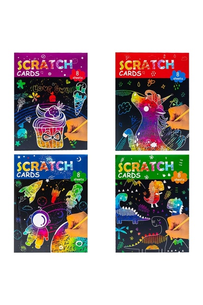 OEM Set de 12 kituri de artă prin zgâriere curcubeu, 8 carduri și un stylus f...