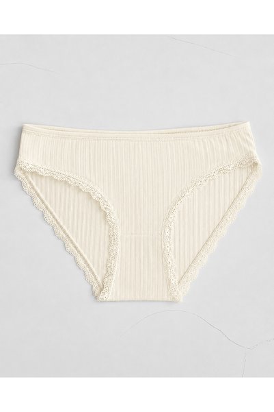 Hepsi Moda İlke Women's Lace-Detailed Panties - 421 - Ecru