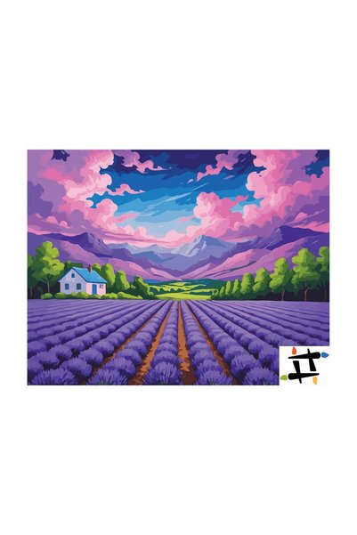 Painting-numbers Set pictura pe numere Orizont de lavanda in amurg 6985, panz...