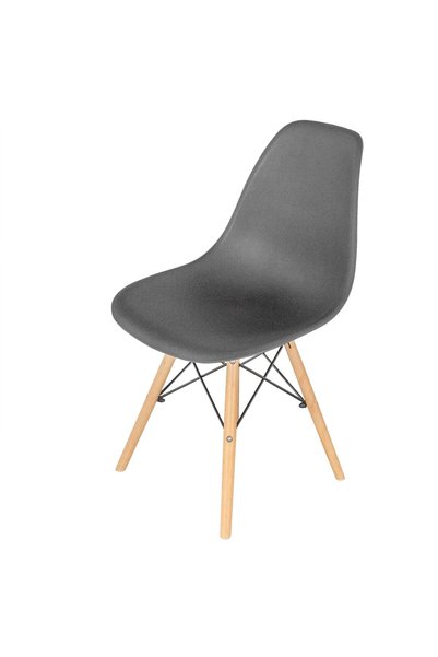 DealsReall Scaun, negru, model scandinav, șezut tip scoică, picioare din lemn...