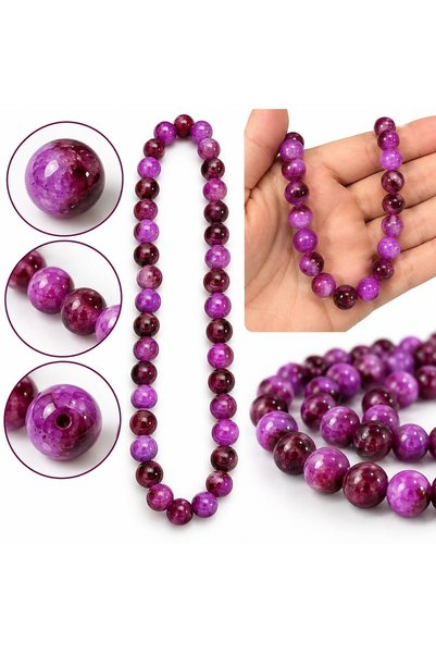 Kanguroom Șir de mărgele de sticlă cu model de crăpături, de culoare violet-p...
