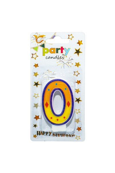 OEM Lumânare număr aniversară 0, Imprimare colorată, Set de 12