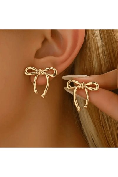 Tessero Cercei dama eleganti Royal Bow placati cu aur, design modern in forma...