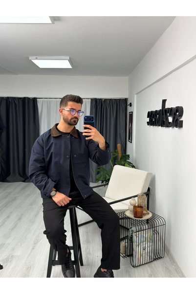 SEZBASE Jachetă boxy cu guler decorativ din catifea