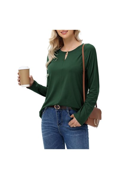 OtherMax Bluză Damă cu Mânecă Lungă Tricou Elegant Confortabil Verde L