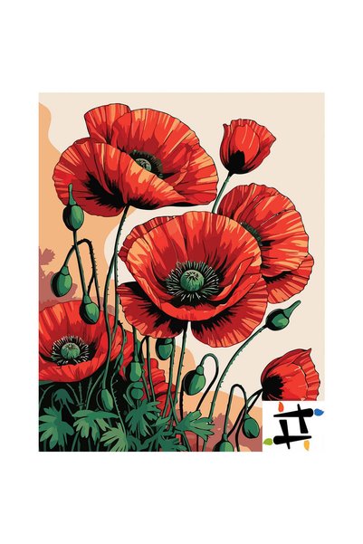 Painting-numbers Set pictura pe numere Mac salbatic 7070, panza pe rama lemn,...