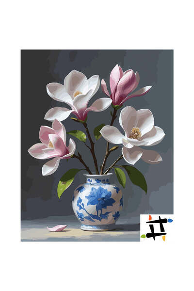 Painting-numbers Set pictura pe numere Simfonia magnoliilor 7145, panza pe ra...