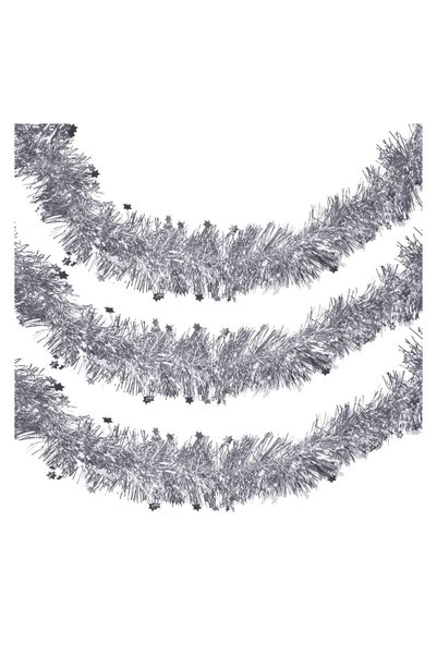 OEM Beteală de Crăciun Argintie Tinsel 3 m x 7 cm, pentru decorarea casei de ...