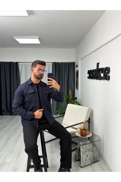 SEZBASE Jachetă pentru bărbați cu două buzunare, cu fermoar și căptușită