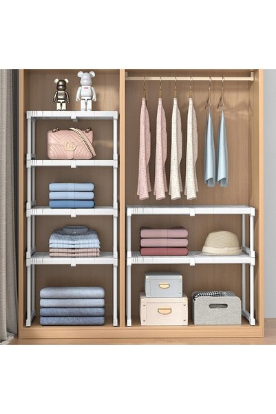 Andgogo Expandable Closet Tension Shelf,Stackable Wardrobe Clothes Organizer,...