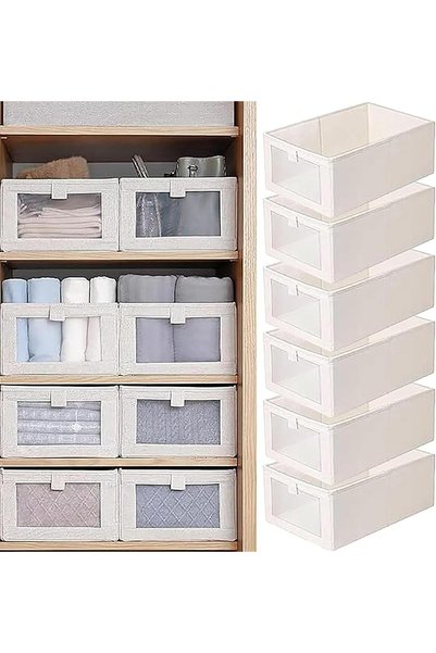 GENERAL Wardrobe Clothes Organizer,6 Pack Drawer Organizers