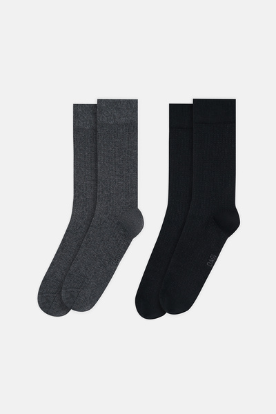 Dagi Anthracite-Black Men's 2-Pack Polka-Dot Cotton Ankle Socks
