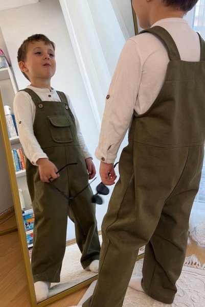 Masnu Çocuk Boy's Cotton Gabardine Salopet Trousers