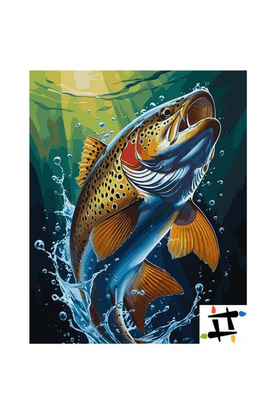 Painting-numbers Set pictura pe numere Saltul pastravului aurit 7452, panza p...