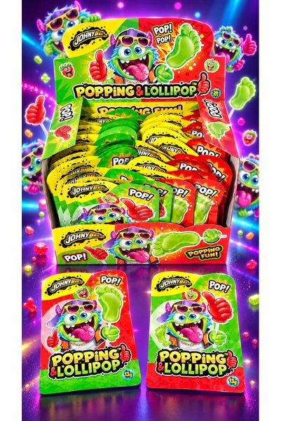 Johny Bee Popping & Lollipop – Acadele cu Bomboane Pocnitoare, 36 × 13 g