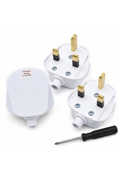 GENERAL 3-Pack White UK Plug with Screwdriver, 13A 250V BS 1363 Standard Main...