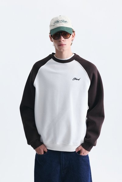 VAMOSCLO Oversized Color Block Sweatshirt