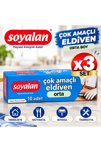 Soyalan Multipurpose Gloves/Sanitary Gloves, Medium Size, 3-Pack – 30 Pairs