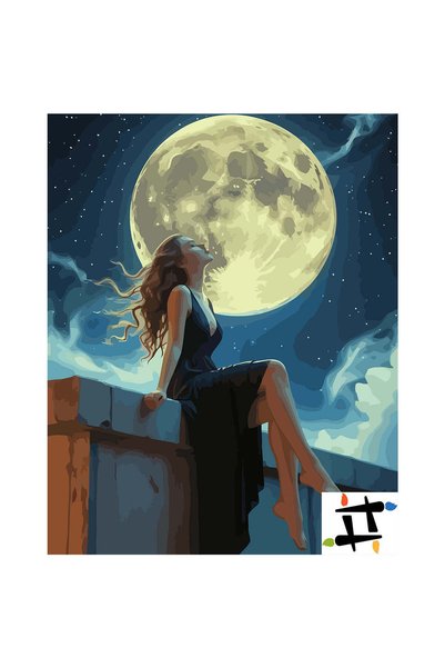 Painting-numbers Set pictura pe numere De Vorba Cu Luna 6431, panza pe rama l...