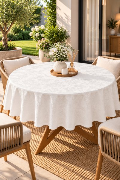 Molina Home Liquid-Proof Oilcloth Round Tablecloth |   Stain-Resistant, Easy-...