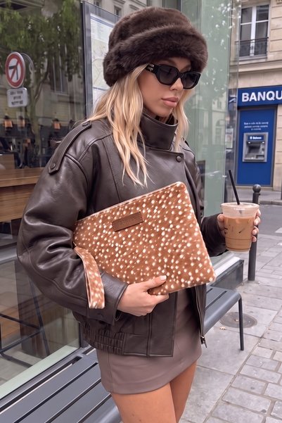 BAHELS Τσάντα χαρτοφύλακα Taba Viral με γούνα Bambi