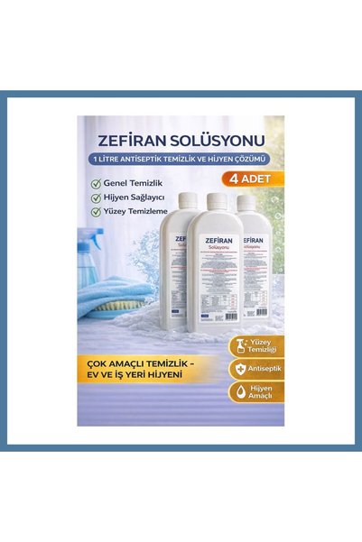 Bezos Zefiran Solüsyonu 1 Litre 4 Adet Set Hijyen ve Çok Amaçlı Temizlik Solüsyonu CAN