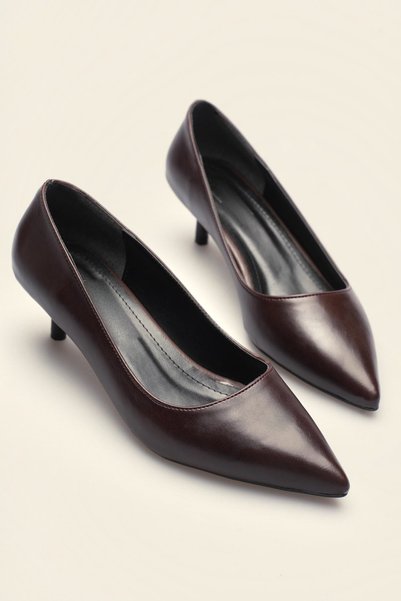 AleWomen Pantofi de damă Lena Kahve din piele vegană, cu toc stiletto subțire...