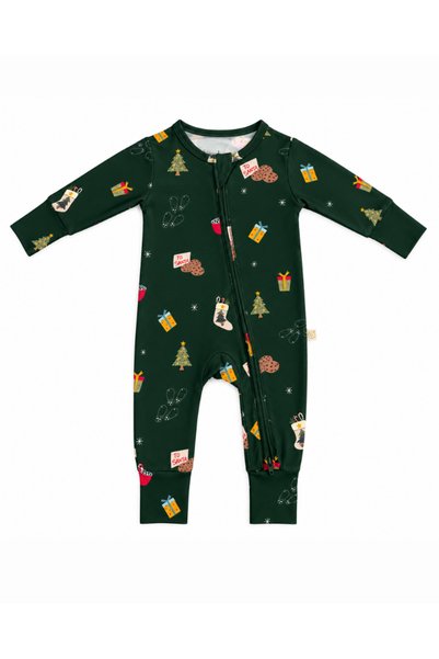 Hushabye Zippered Bamboo Sleepsuit in 'Night Before X-Mas' Print