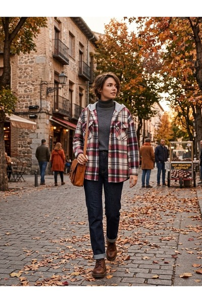 Polologin Butik Cămașă cu glugă în ecose, în stil de tăietor de lemne – Tendi...