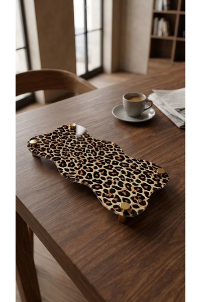 kayavip Leopar Desenli Makyaj Organizeri ve Sunumluk 25x13 cm